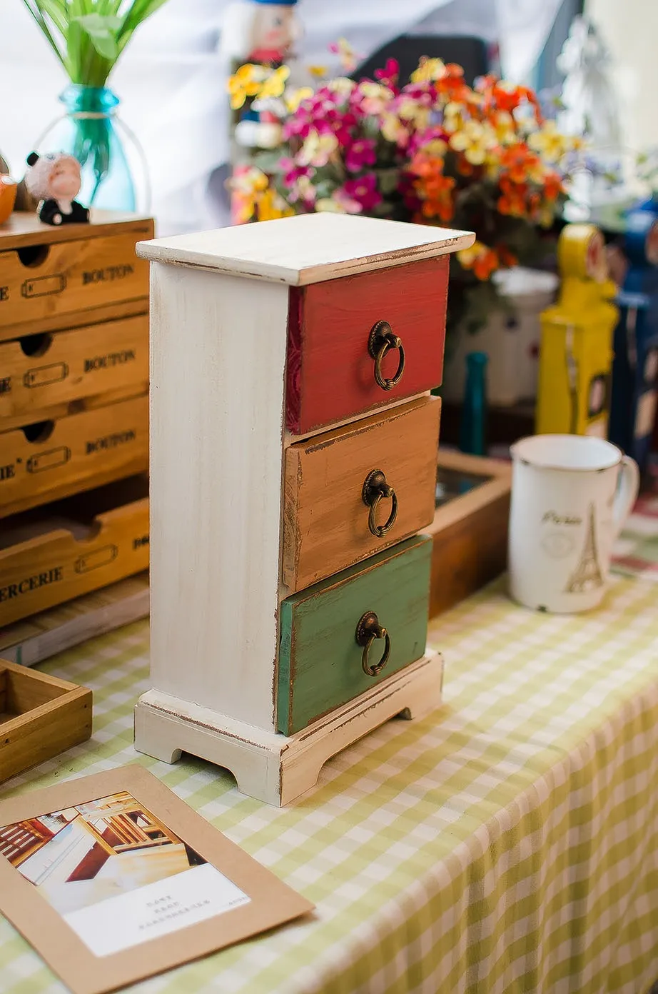 Винтажный стильный деревянный ящик для хранения 3 ящика деревянная коробка для хранения чехол украшение дома подарок