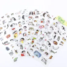 6 листов милый мини Кот ПВХ прозрачный корейский стикер украшения DIY альбом дневник в стиле Скрапбукинг этикетка Kawaii канцелярские наборы