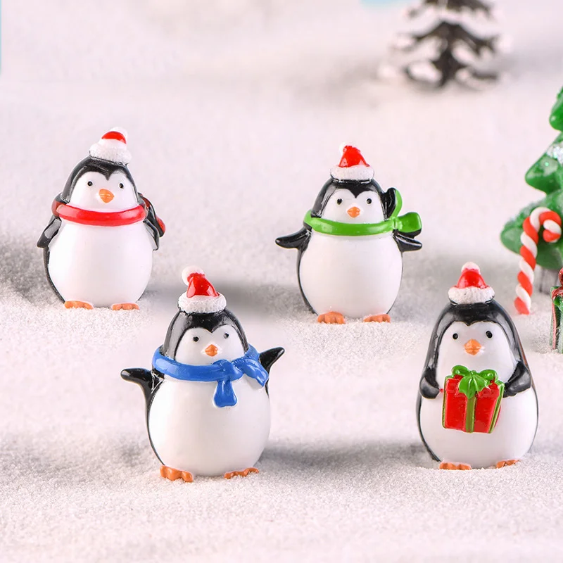 

ZOCDOU 1 Piece Cute Christmas Hat Penguin Christmas Gift Happy Pinguino Ornament Small Statue Little Figurine Crafts Animal Deco