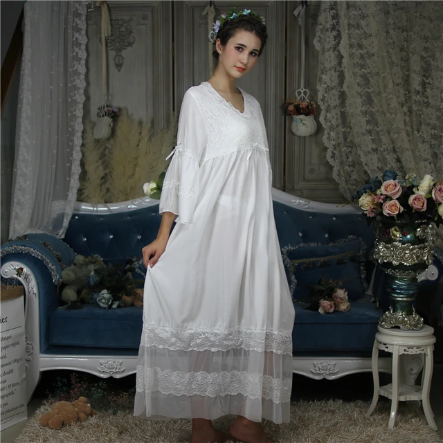 New Luxury Brand Womens Vintage Victorian Nightgown Sheer Sleepwear Mesh Cozy Comfort Breath Elegant Lounge Long Dress New Luxury Brand Womens Vintage Victorian Nightgown Sheer Sleepwear Mesh Cozy Comfort Breath Elegant Lounge Long Dress