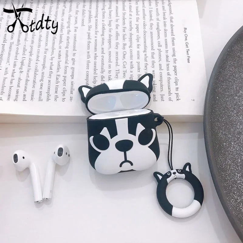 Fashion Cute Bulldog Soft Silicone Protective Cover Shockproof Case Skin for Airpods 1/2 Charging Box dropshipping