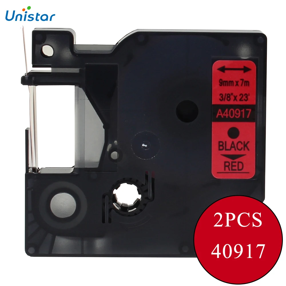 UNISTAR 2 PCS 40917 Compatible for Dymo D1 Tape Ribbon Cassette label Maker 9mm Black Red Label Printer Ribbons FreeShipping | Компьютеры