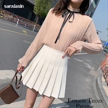 Женские шорты, большие размеры, XS-2XL, юбки для женщин, лето, трапециевидная, для школы, высокая талия, плиссированная юбка, женская, Корейская, элегантная юбка