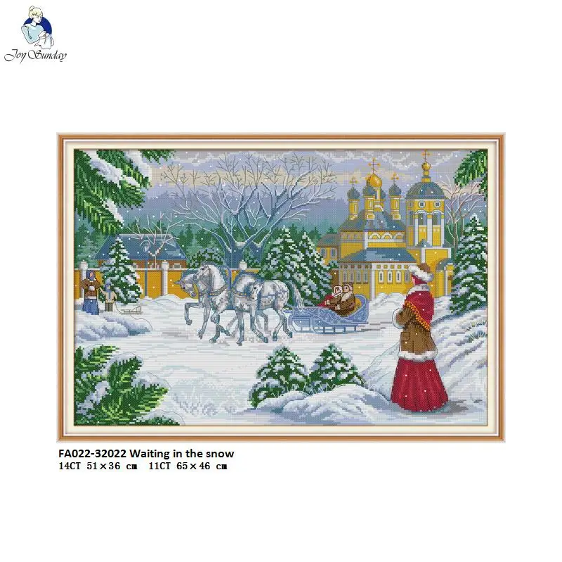 

Needlework, DIY Handmade DMC Cross stitch, Sets For Embroidery kits,Waiting in the Snow Patterns Pre-Printed Cross-Stitch Crafts