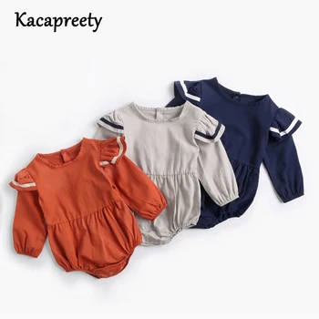 

Sailor style baby girls romper cotton long sleeve jumpsuit infant newborn kids overalls children outfits 0-3t