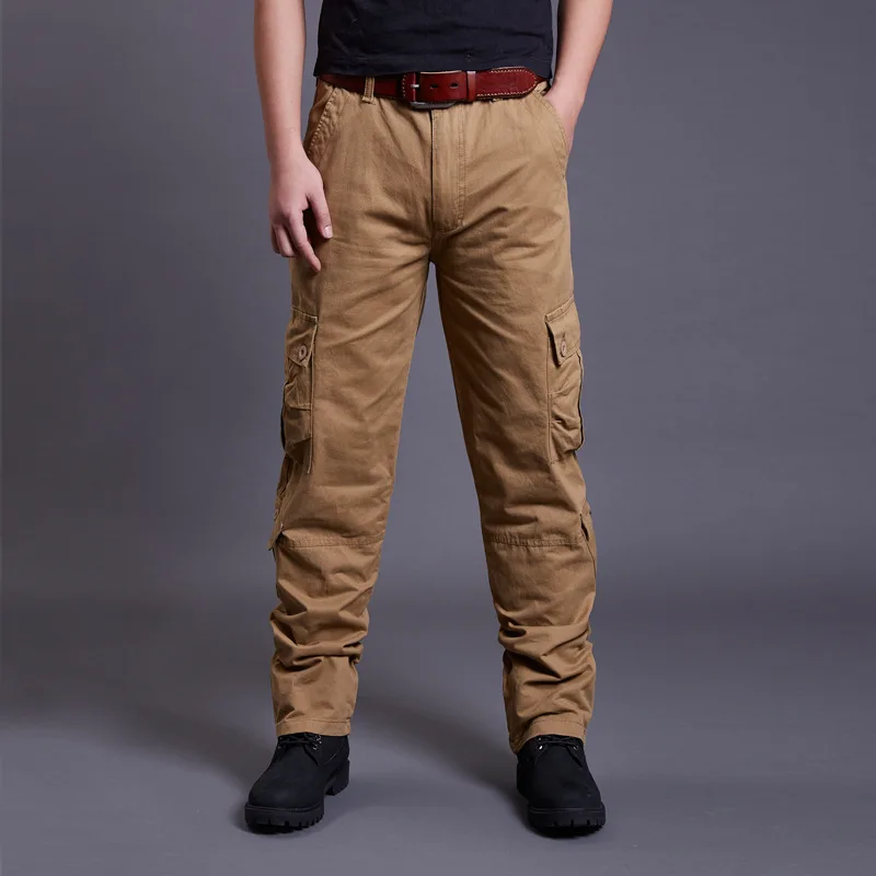  Icpans Winter Tactical Black Cargo Pants Men Loose Fit Military Style Side Pockets Army Black Denim