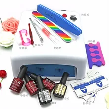 Fashion Lulaa 10 in 36W UV lamp 7 of Resurrection nail tools and portable package 3+2 10 ml soaked UV glue gel nail polish set