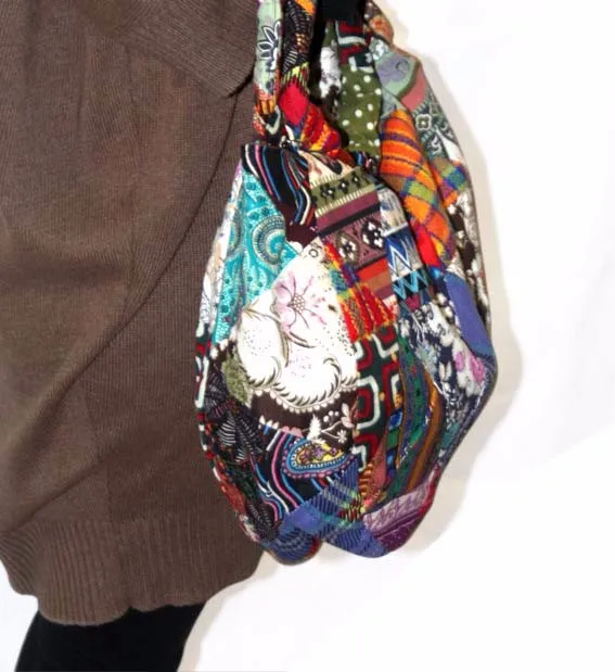 Hippie Handmade Shoulder Tote Bag Boho Red Patchwork   (3)