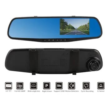 

TAIHONGYU 4.3 Inch Full HD 1080P Car Dvr Camera Auto Rearview Mirror Digital Video Recorder Dual Lens Registratory Camcorder