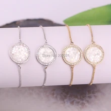 8 шт. круглая форма кубического циркония белый корпус соединителя бусины Шарм Ювелирный Браслет из цепочек для W