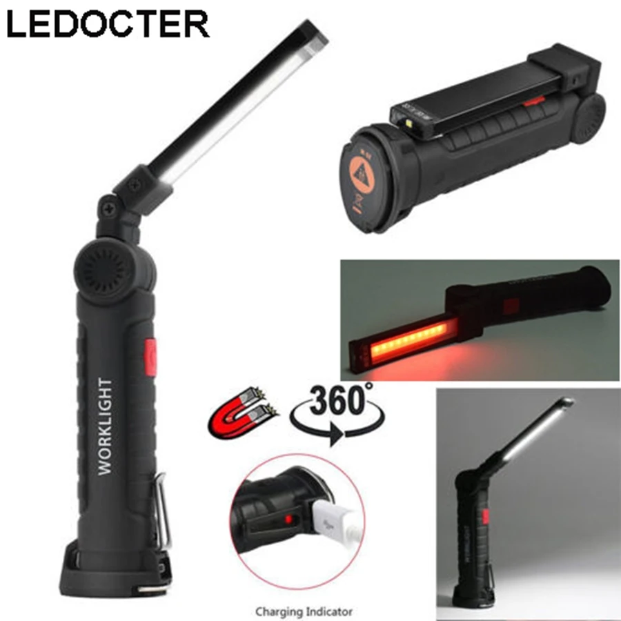 

Portable COB Mini LED Flashlight Belt Clip Pocket Hand Torch USB Rechargeable LED Work Light Magnetic Hanging Tent Lamp 5mode