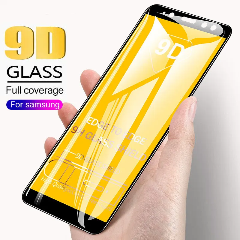 Закаленное стекло 9D для Samsung A7 2018 чехол Galaxy A6 A8 Plus A5 2017 защитное пленка с полным