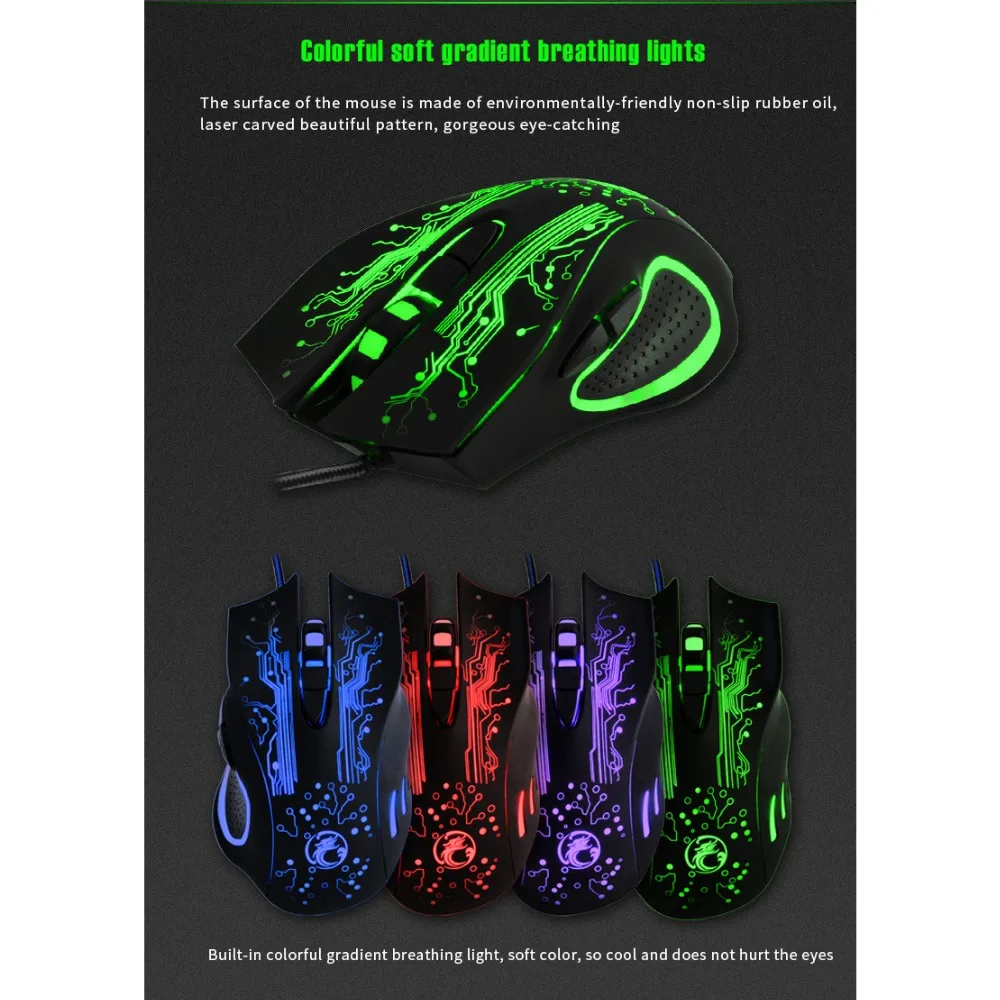 Игровая RGB игровая мышь iMice проводная с подсветкой для компьютера ноутбука ПК