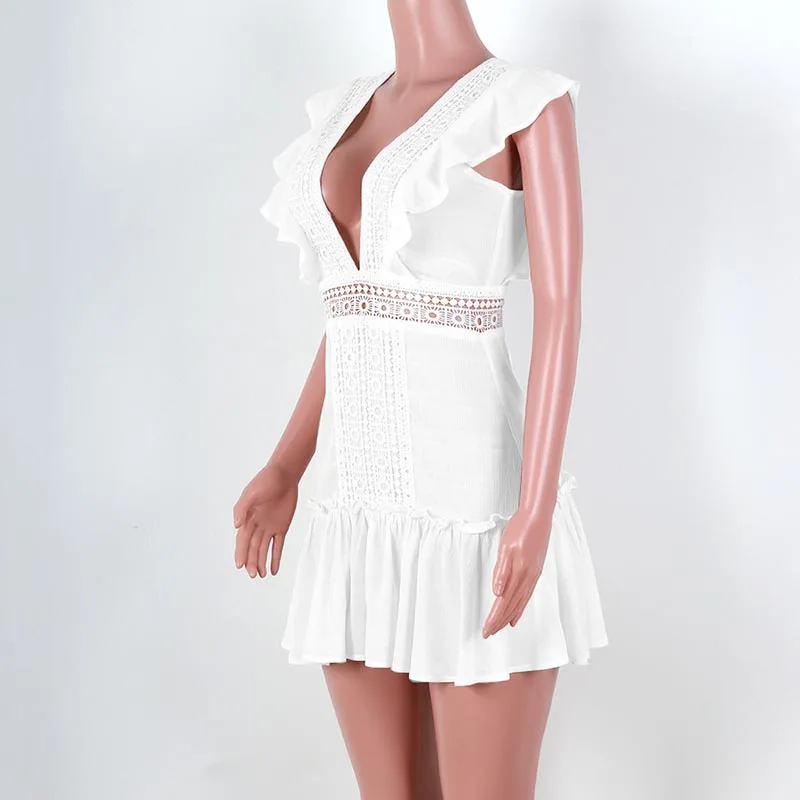 Forefair Summer Dress Ruffle Hollow Out (7)