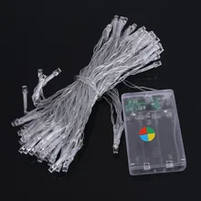 10 м 80 Светодиодный лампа светодиодный свет шнура 3XAA Батарея работает Портативный свет Светодиодная гирлянда Рождество год Свадебные украшения огни