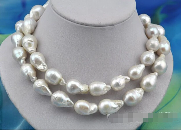 

Free shipping >>>>>33"16x25mm baroque white reborn keshi pearl necklace