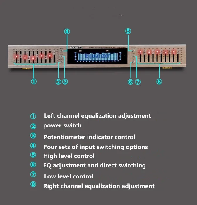 Новое поступление EQ665 эквалайзер hifi лихорадка дома EQ балансный смеситель двойной 10 сегмент стерео ВЧ-Альто регулятор басов