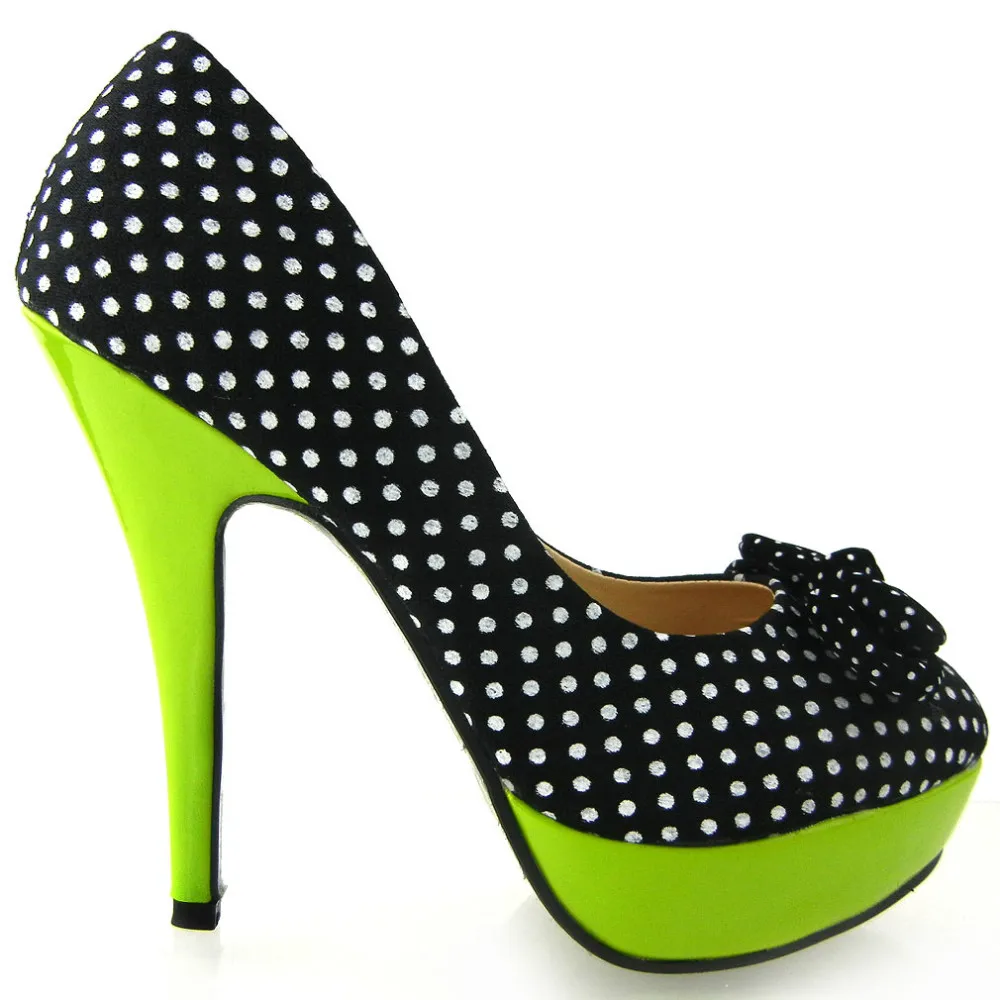 polka dot platform pumps