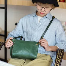 Vintage casual first layer cowhide handmade literary forest messenger bag shoulder bag