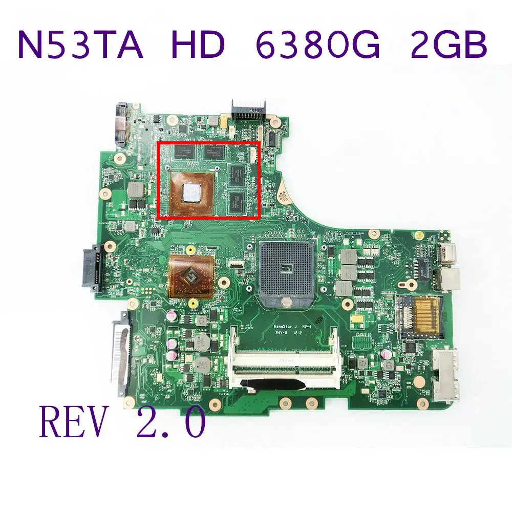 N53TA HD 6380G 2G материнская плата для ноутбука ASUS REV 2 0 USB 3 216-0810005 100% протестированная