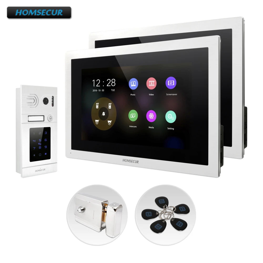 HOMSECUR 10\ AHD Hands-free Video Door Entry Phone Call System RFID Card Access BC071HD-S+BM114HD-S