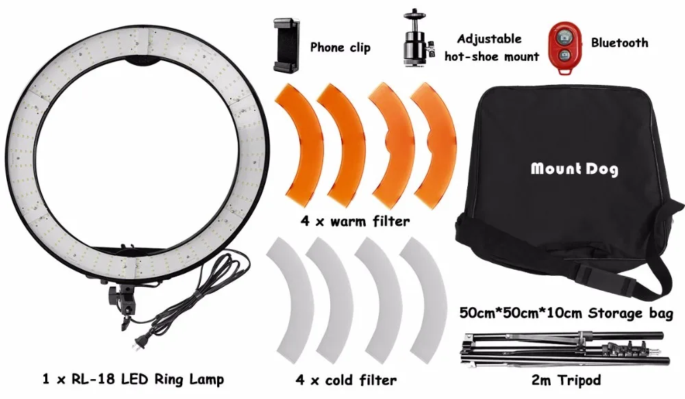 Светодиодный кольцевая лампа для видеосъемки, 18 дюймов, селфи 3200 k-5600 k со штативом для студии, кольцевые лампы, фотографии, YouTube, фото, Makeuplight