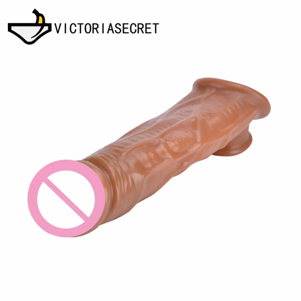 Delay Dildo Condoms Silicone Reusable Penis Sleeve Extend Dick Ring Male Penis Extension Sex Toys for Man Gay Adult Sex Product