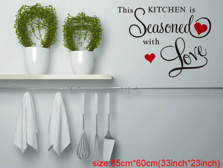 

Particularly Design "This Kitchen Is Seasoned With Red Love" PVC Wallstickers Removable Wall Sticker Decor For Kitchen +B