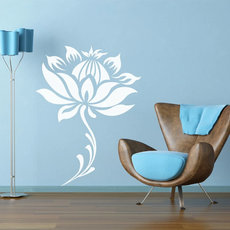 Flower and Stem Water Lily Lotus home decoration yoga meditation Wall Decor 3D  Wall Decal wall Stickers tattoo mural 34