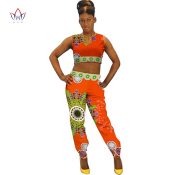 

2017 African Print Cotton Suit Woman Plus Size 2 Pieces short Top and Pants Set African Traditional Dashiki Clothing BRW WY770