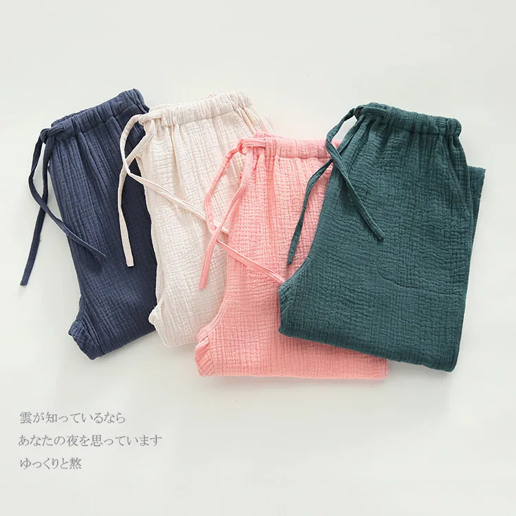 Frühling crepe für männer und frauen hosen hosen baumwolle baumwolle paar haushalt waschen gaze pyjama hose hersteller