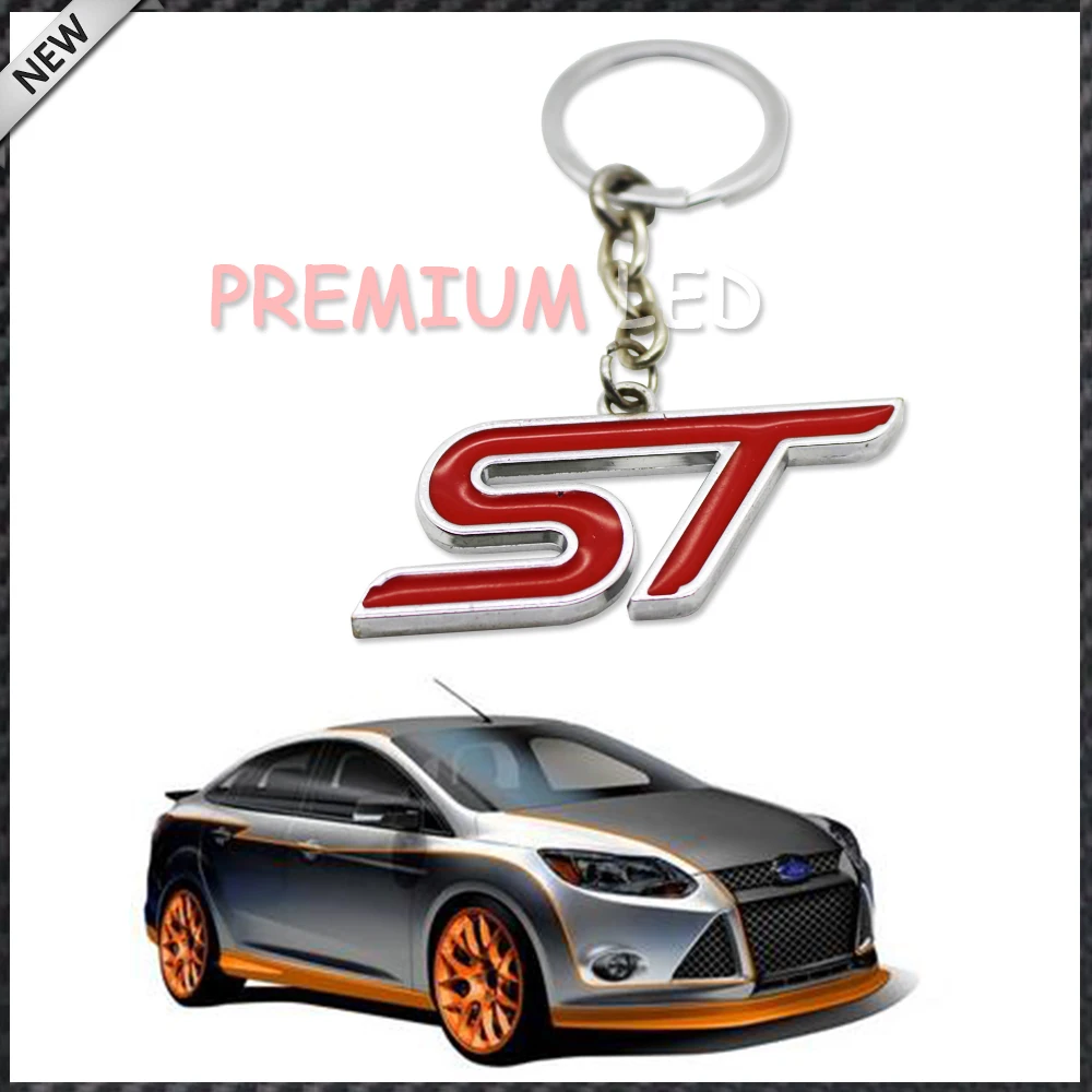 

Auto Key Chain, 1pc Chrome Finish red ST Key Chain Fob Ring Keychain For Ford Focus