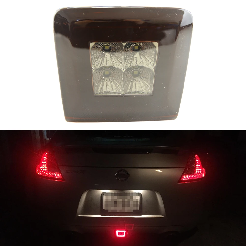 Red/Smoke lens LED Rear Fog Light, Brake and Backup Reverse light For 2009-up Nissan 370Z Car Styling Automotive Accessories