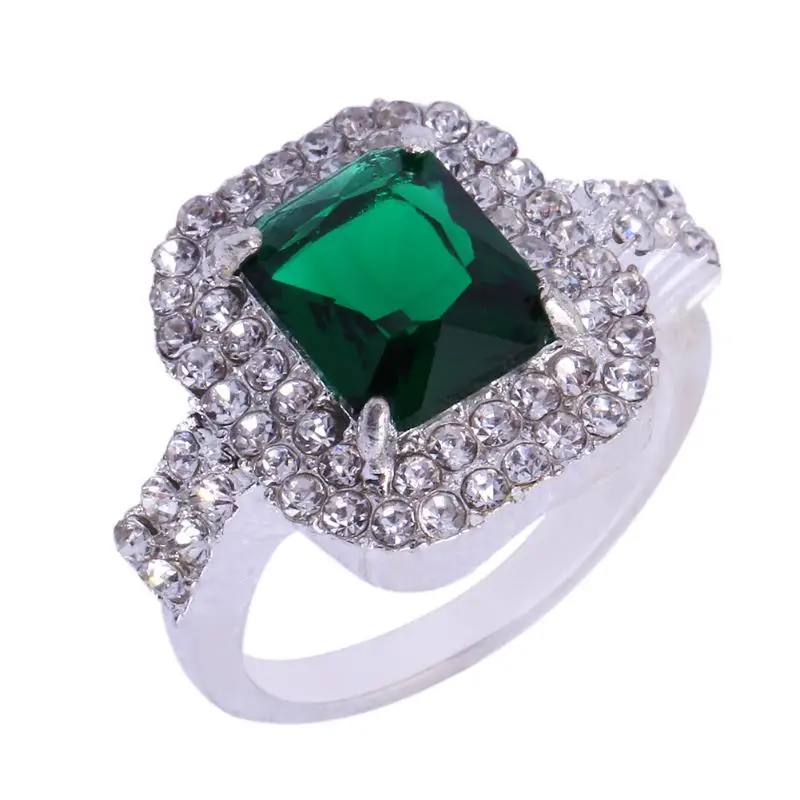 Vintage Green Wedding Rings Shinning Zircon Ring for Women Promise