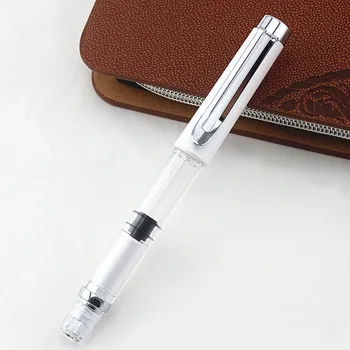 

Promotion price transparent Fountain Pen pen students Office stationery 0.5mm nib calligraph piston ink Pens MONTE