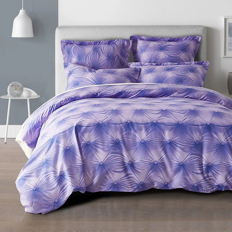 

WLIARLEO 100% Polyester Bedding Set Luxury Solid Purple Pillowcase+Adult duvet cover Printing sets 3Pcs Twin,Queen,King Size