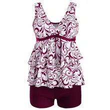 Женский купальник пуш-ап большого размера с высокой талией, Мягкий купальник с принтом, пляжная одежда, без косточек, Корректирующие боди, бикини