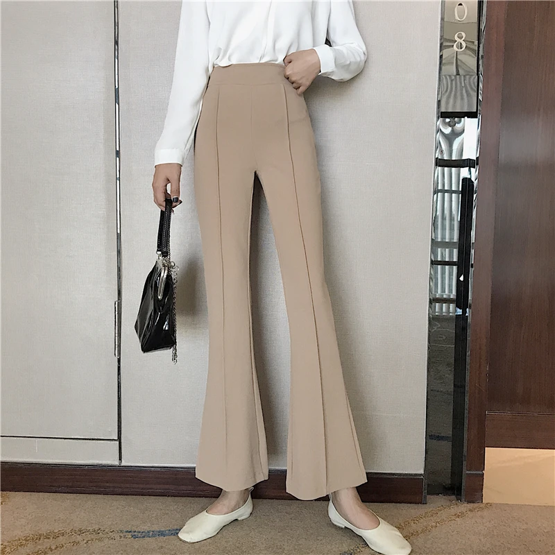 flare leg khaki pants