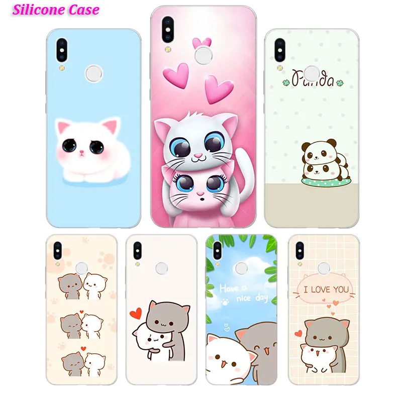 

Silicone Case cute cats for Huawei P Smart 2019 Plus P30 P20 P10 P9 P8 Lite Mate 20 10 Pro Lite Nova 3i Cover