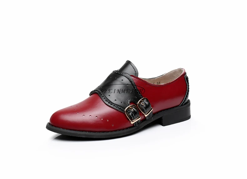 Натуральная телячья кожа броги дизайнерская винтажная женская обувь на плоской подошве ручной работы черный, красный, синий женские туфли-оксфорды с мехом