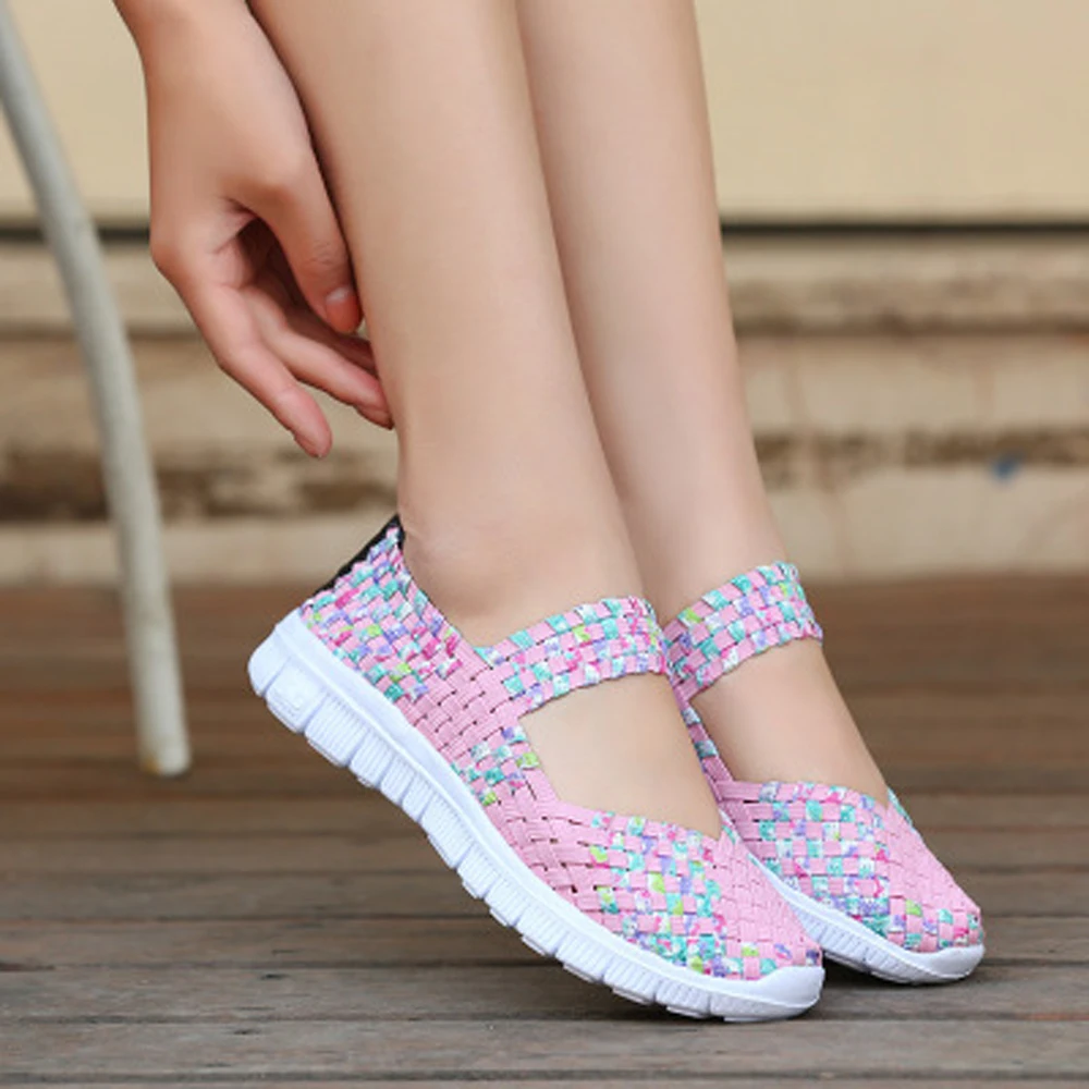 

2019 Summer Fashion Women Flat Platform Shoes Woman Breathable Knitted Casual Shoes Moccasin Zapatos Mujer Ladies Boat Shoes