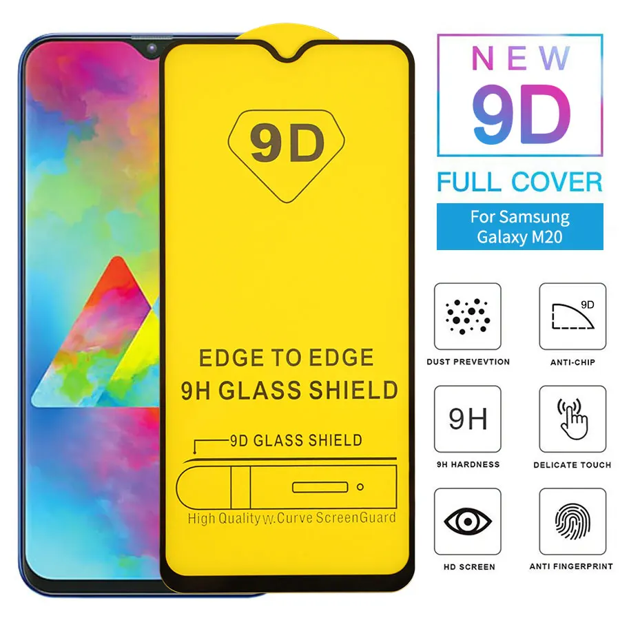KLOVRRD 9D Full Glue Cover Tempered Glass on The for Samsung Galaxy M10 M20 Screen Protector Protective Film | Мобильные телефоны и