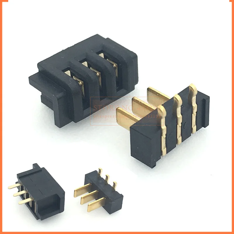 

New 100PCS/LOT Laptop NoteBook Battery connector 3Pin female male socket pitch 2.5mm 90 degree bend foot