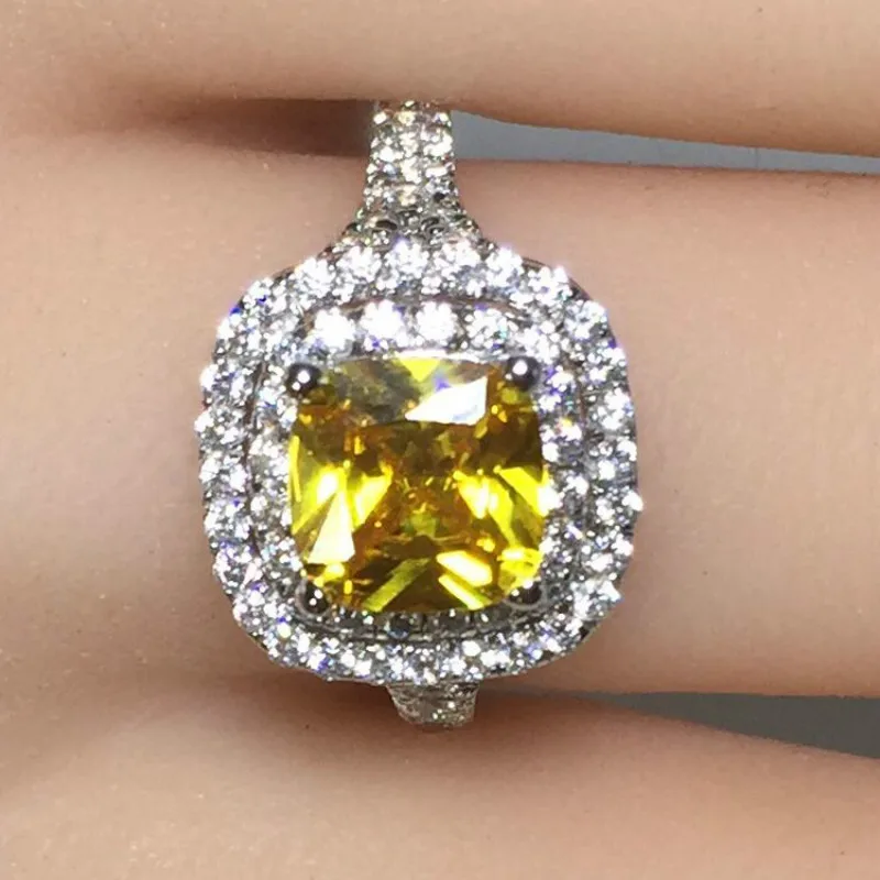 2ct карат роскошные круглые кольца желтый белый CZ обручальное кольцо для свадьбы