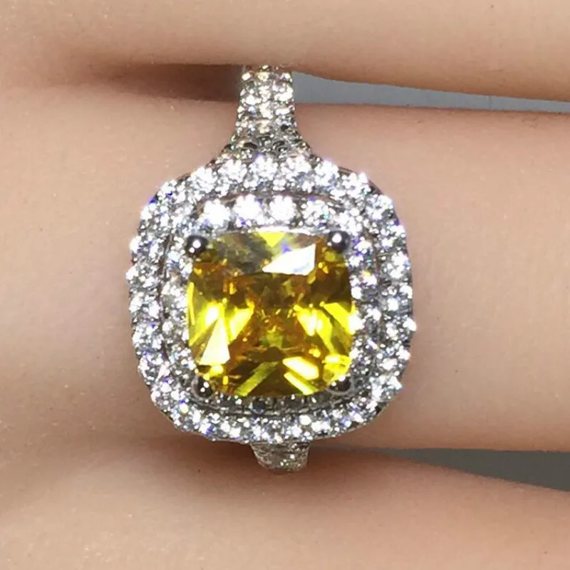 2ct Carat Luxury Round Rings Yellow White Cz Wedding Engagement Ring