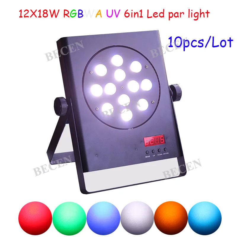 

10pcs 12x18W 6in1 RGBWA UV wash led par lights for dj club stage lights