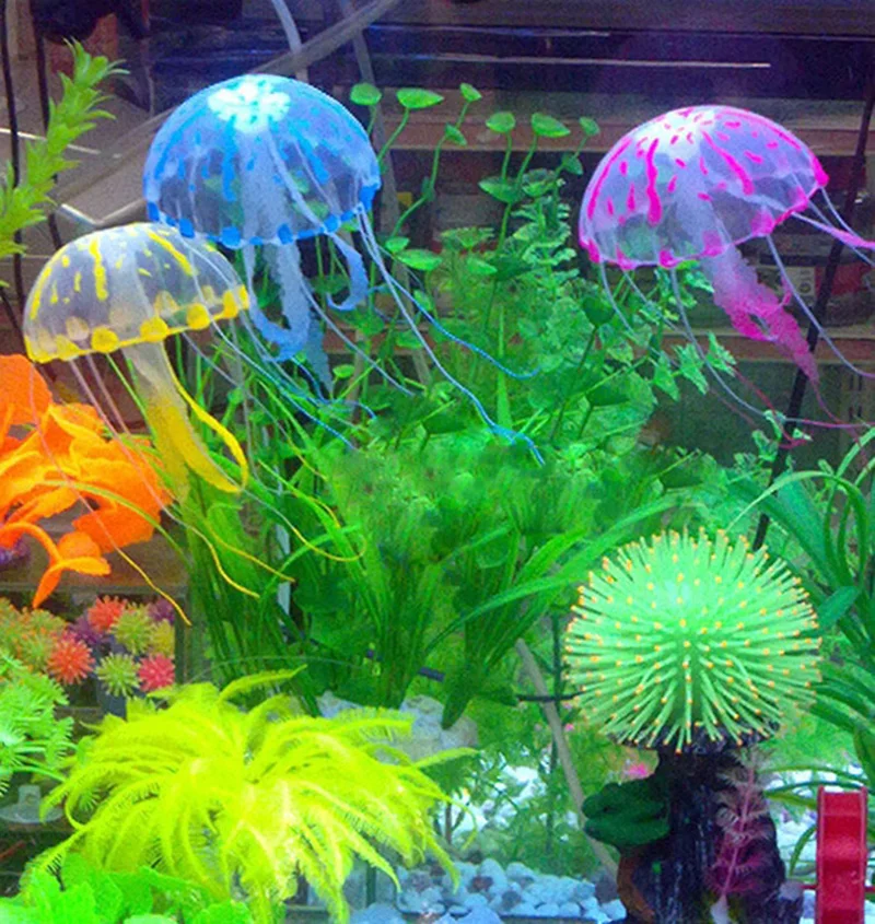New Beauty Fluorescent Glowing Effect Jellyfish Aquarium Ornament Swim Pool Decor LY2