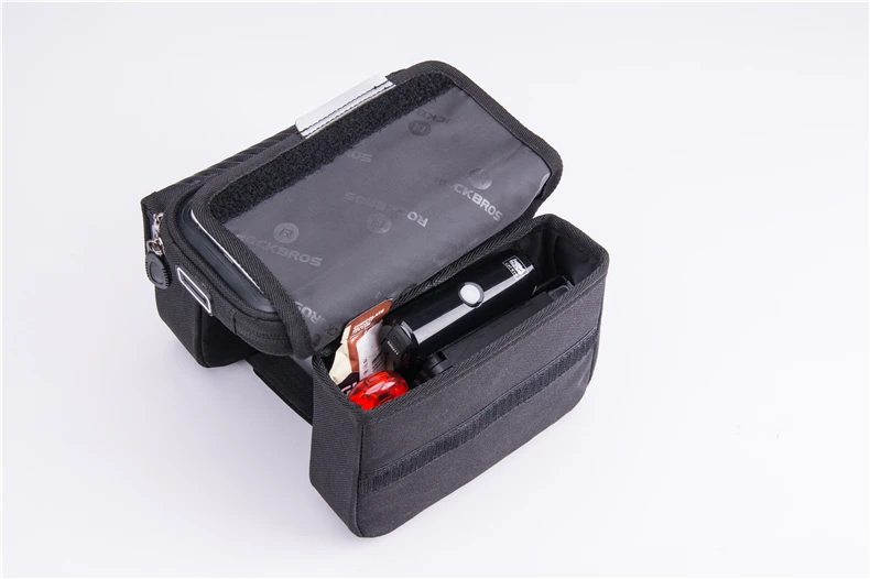 ROCKBROS велосипедная каркасная сумка 6,0 ''велосипедный инструмент Топ кошелек-туба сумка Велоспорт водонепроницаемый передний сенсорный экран телефон сумка две молнии корзина