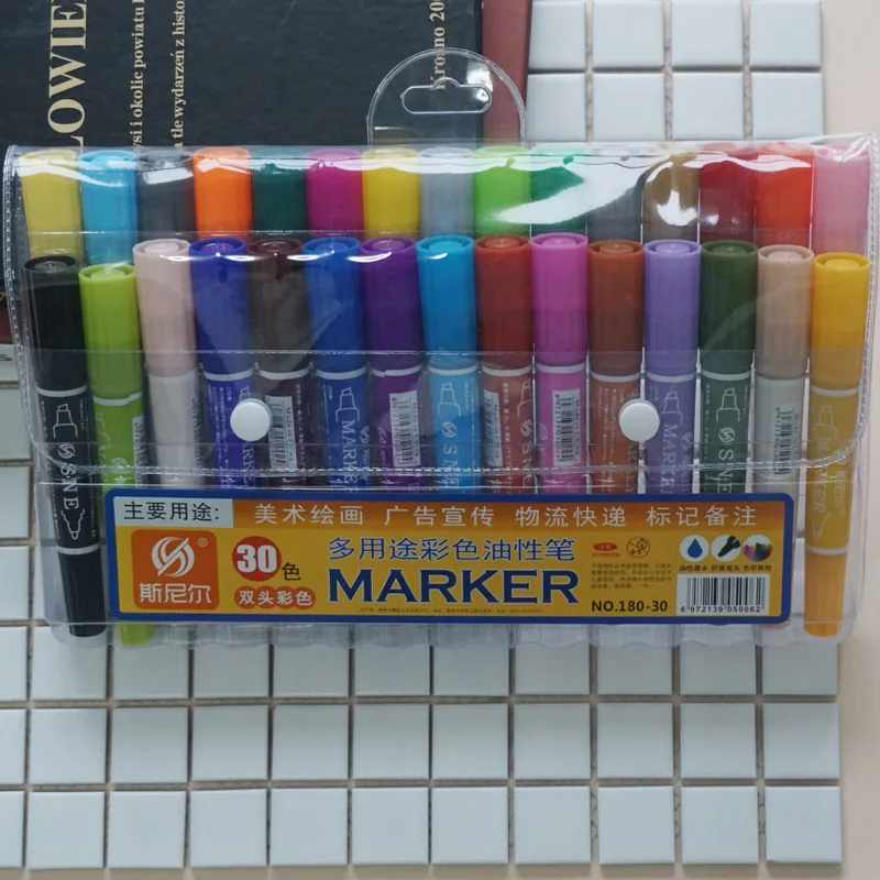 markers 12/18/24/30 colors oily art school pen Double-headed art supplies markers drawing markers set manga kawai