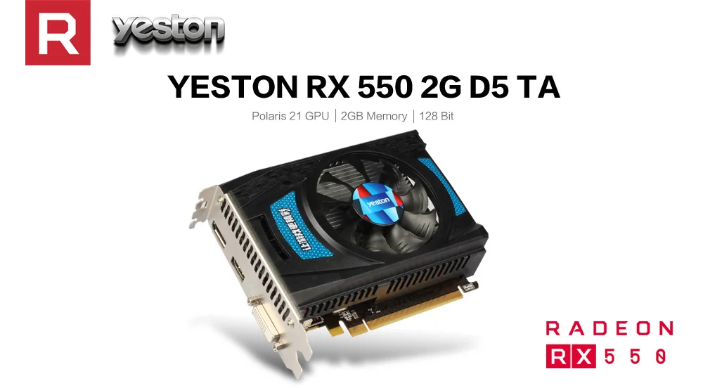 Yeston Radeon RX550 2 ГБ GDDR5 PCI Express 3,0 DirectX12 видеокарта для игр внешняя видеокарта для рабочего стола